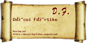 Décsi Fürtike névjegykártya